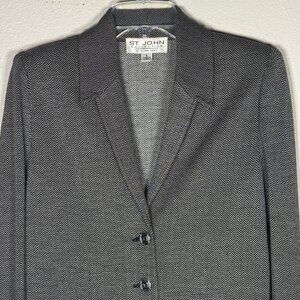 St. John Collection Marie Gray Black White 3-Piece Suit Jacket Skirt Pants